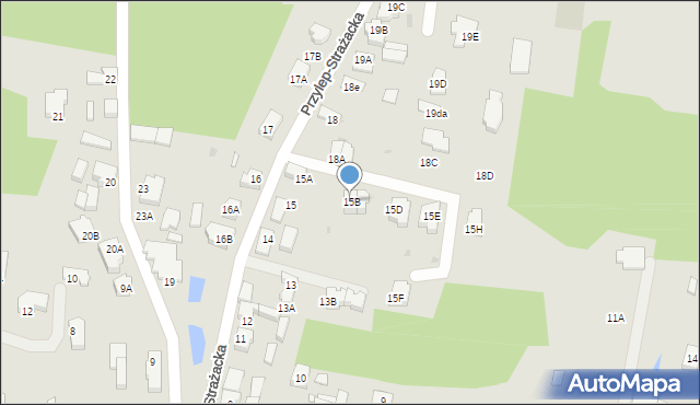 Zielona Góra, Przylep-Strażacka, 15B, mapa Zielona Góra