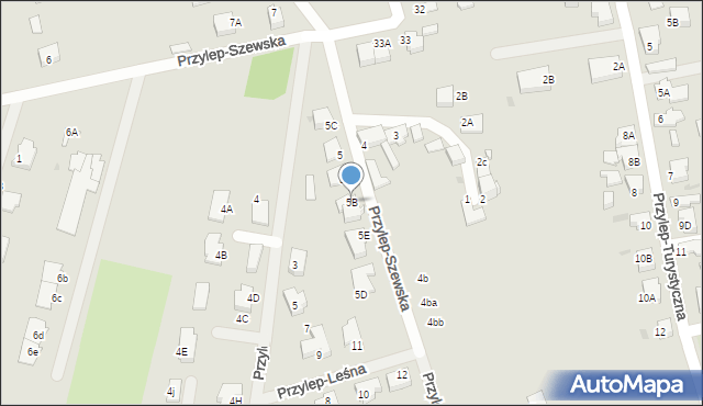 Zielona Góra, Przylep-Szewska, 5B, mapa Zielona Góra