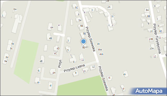 Zielona Góra, Przylep-Szewska, 5D, mapa Zielona Góra
