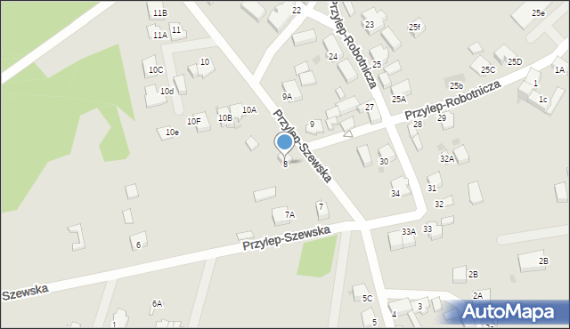 Zielona Góra, Przylep-Szewska, 8, mapa Zielona Góra