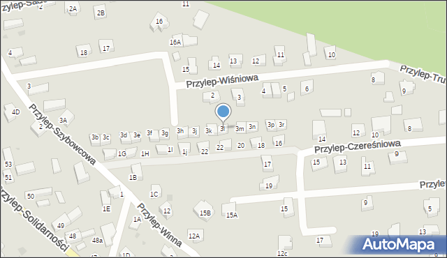 Zielona Góra, Przylep-Szybowcowa, 3l, mapa Zielona Góra