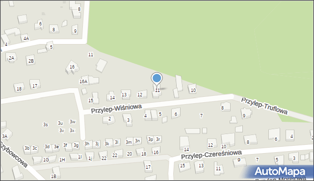 Zielona Góra, Przylep-Wiśniowa, 11, mapa Zielona Góra