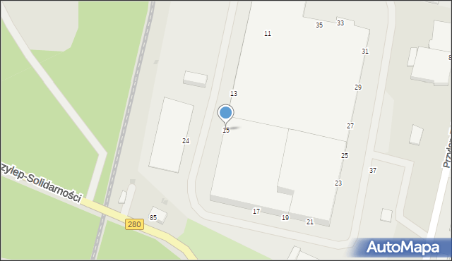Zielona Góra, Przylep-Zakładowa, 15, mapa Zielona Góra