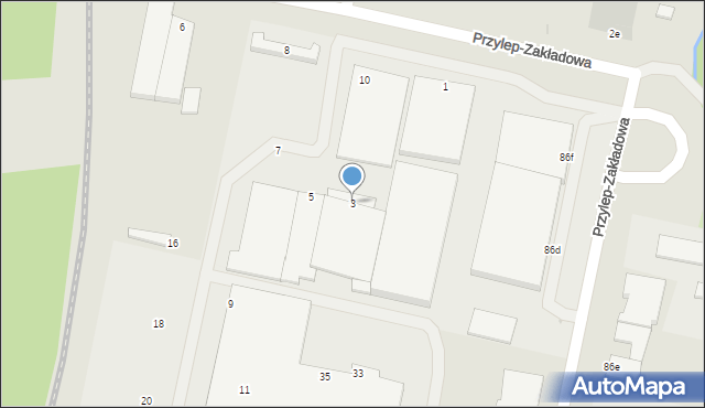 Zielona Góra, Przylep-Zakładowa, 3, mapa Zielona Góra