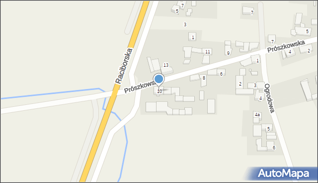 Zimnice Wielkie, Prószkowska, 10, mapa Zimnice Wielkie