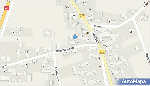 Zimnice Wielkie, Prószkowska, 5, mapa Zimnice Wielkie