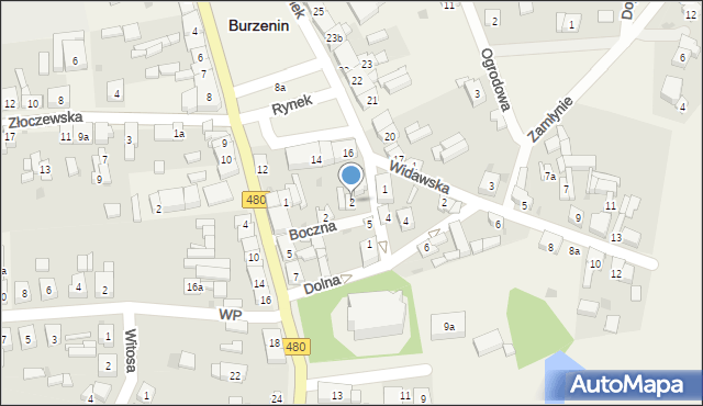 Burzenin, Pstrokońskiego G., 2, mapa Burzenin