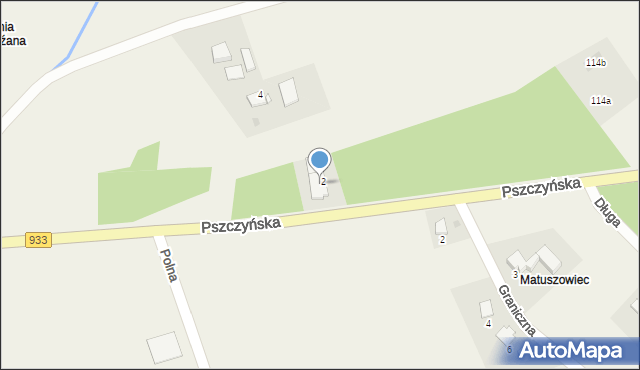 Grzawa, Pszczyńska, 2, mapa Grzawa