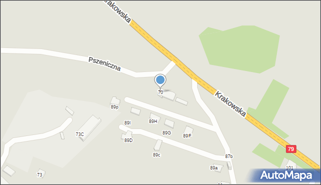 Jaworzno, Pszeniczna, 70, mapa Jaworzno