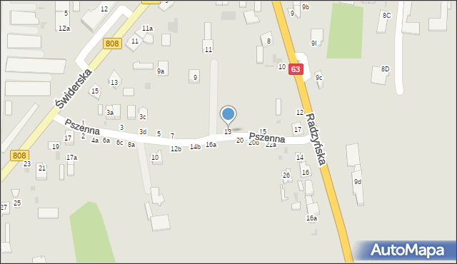 Łuków, Pszenna, 13, mapa Łuków