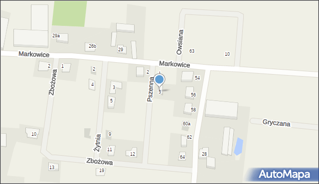 Markowice, Pszenna, 3, mapa Markowice