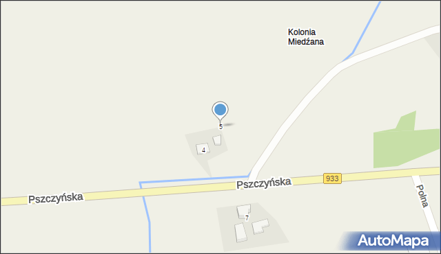 Miedźna, Pszczyńska, 5, mapa Miedźna