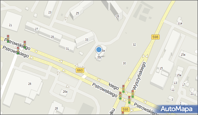 Olsztyn, Pstrowskiego Wincentego, 33c, mapa Olsztyna