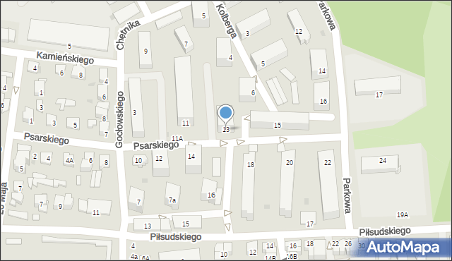 Ostrołęka, Psarskiego Józefa, dr., 13, mapa Ostrołęka