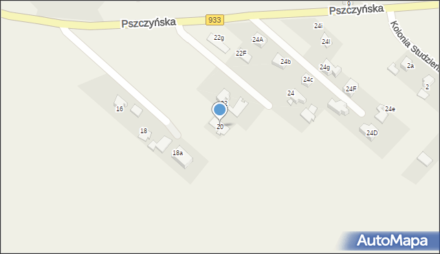 Pawłowice, Pszczyńska, 20, mapa Pawłowice