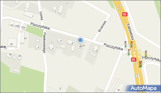 Pawłowice, Pszczyńska, 8a, mapa Pawłowice