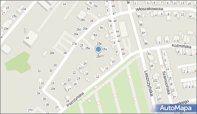 Poznań, Pszczyńska, 25c, mapa Poznania