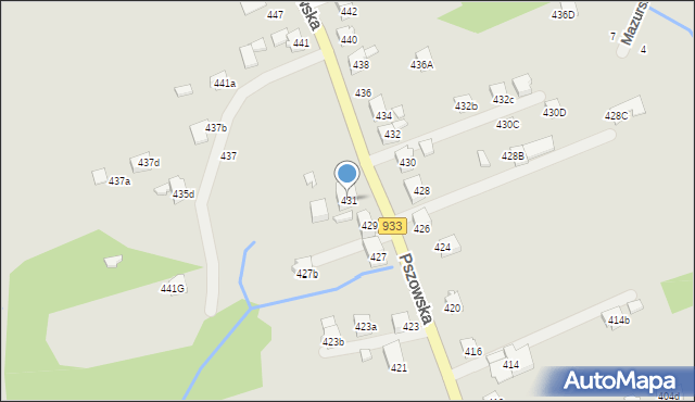 Pszów, Pszowska, 431, mapa Pszów