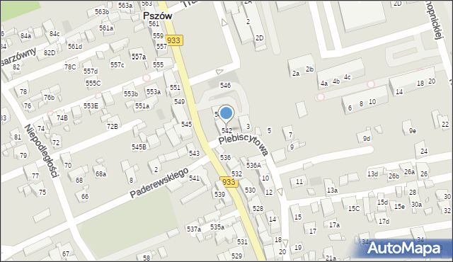 Pszów, Pszowska, 542, mapa Pszów