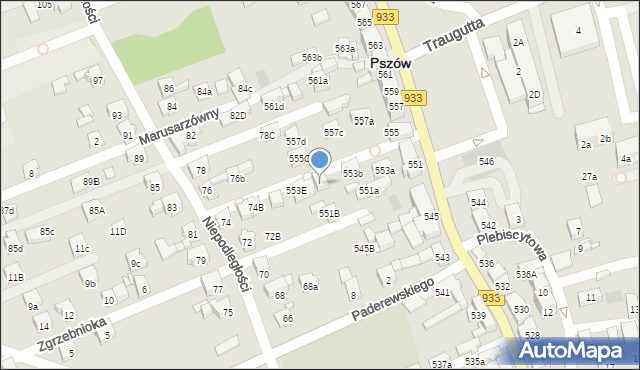 Pszów, Pszowska, 553c, mapa Pszów