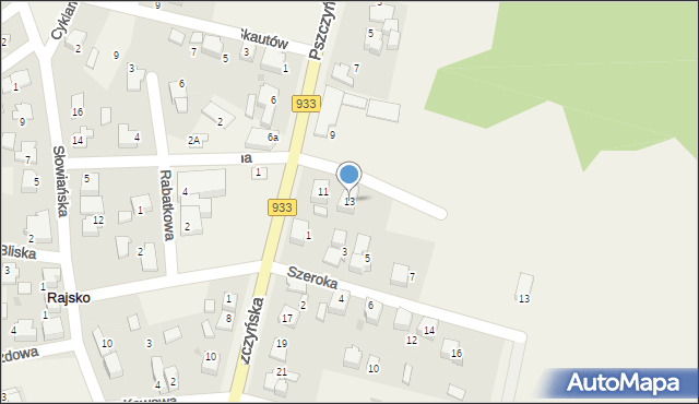 Rajsko, Pszczyńska, 13, mapa Rajsko