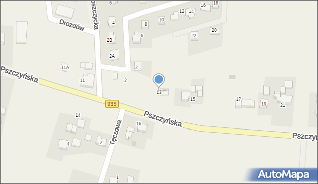 Rudziczka, Pszczyńska, 13, mapa Rudziczka