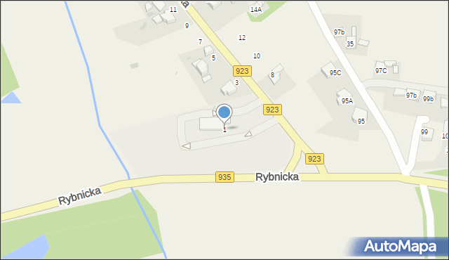 Rzuchów, Pstrązka, 1, mapa Rzuchów