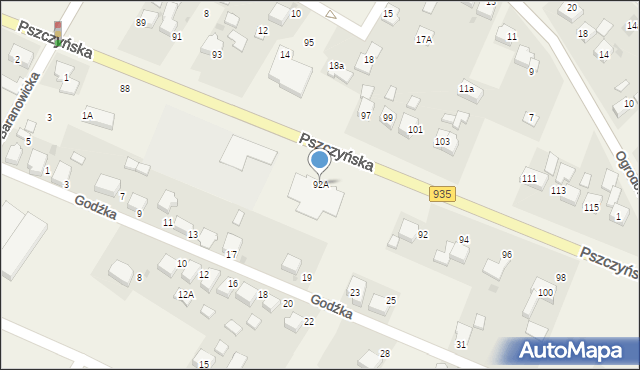 Suszec, Pszczyńska, 92A, mapa Suszec