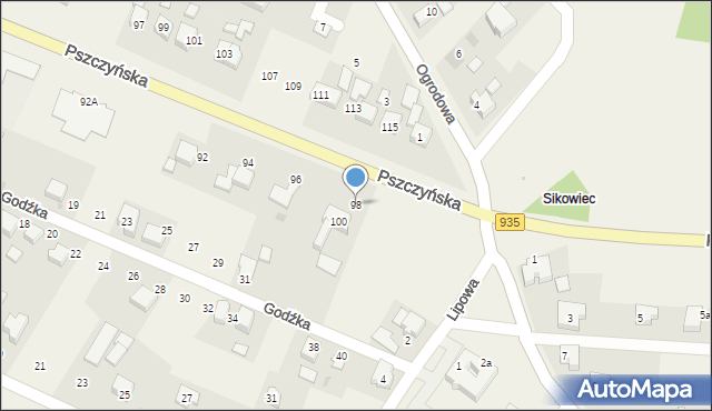 Suszec, Pszczyńska, 98, mapa Suszec