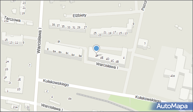 Szczecin, Pszczelna, 4F, mapa Szczecina