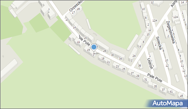 Wałbrzych, Psie Pole, 17, mapa Wałbrzycha