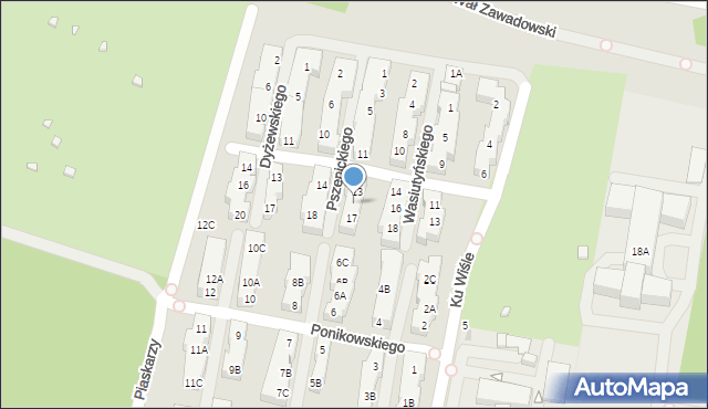 Warszawa, Pszenickiego Andrzeja, 15, mapa Warszawy