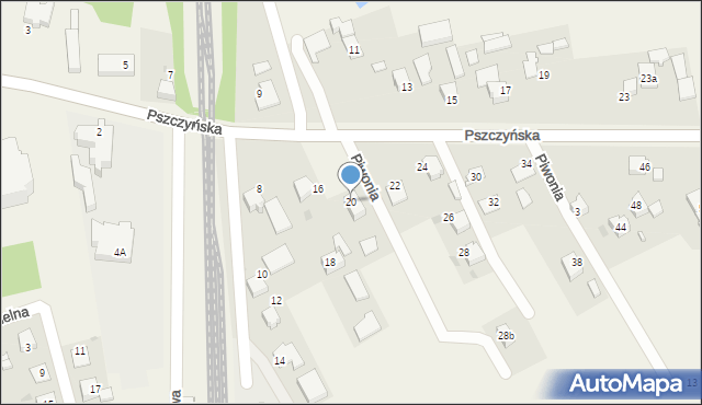 Warszowice, Pszczyńska, 20, mapa Warszowice