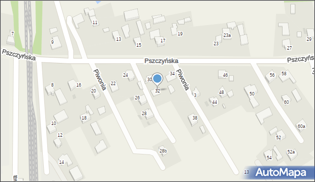 Warszowice, Pszczyńska, 32, mapa Warszowice