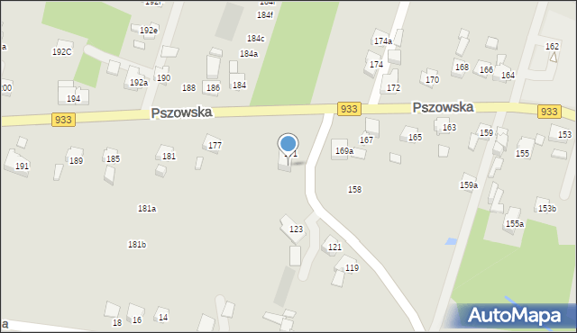 Wodzisław Śląski, Pszowska, 171a, mapa Wodzisławia Śląskiego