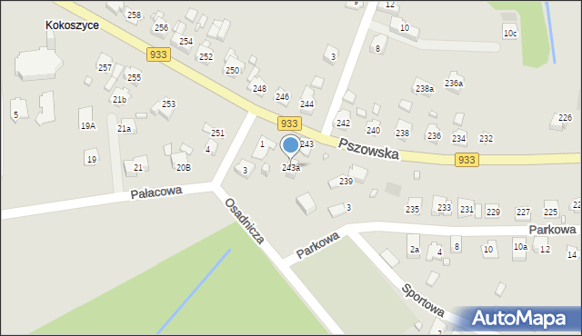 Wodzisław Śląski, Pszowska, 243a, mapa Wodzisławia Śląskiego