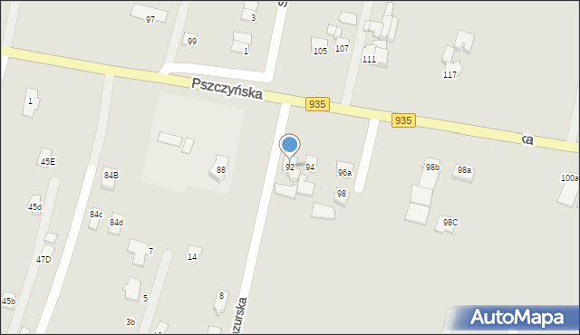 Żory, Pszczyńska, 92, mapa Żor