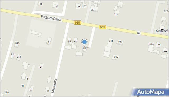 Żory, Pszczyńska, 98, mapa Żor