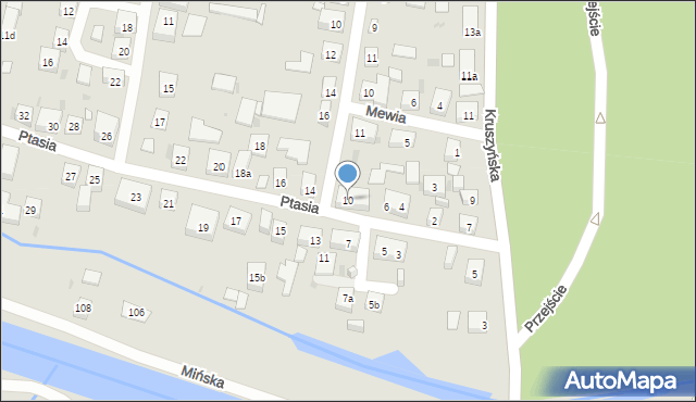 Bydgoszcz, Ptasia, 10, mapa Bydgoszczy