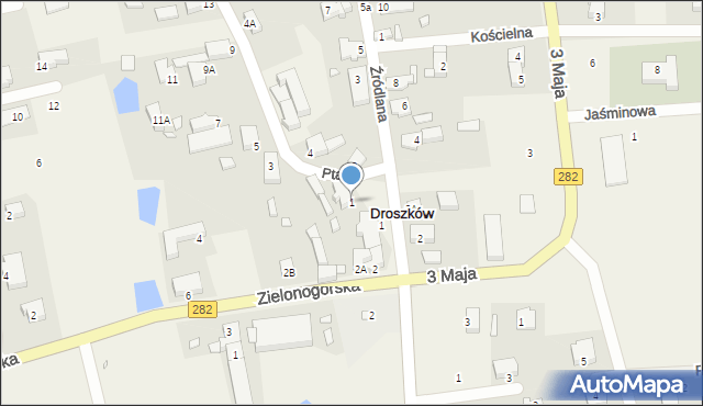 Droszków, Ptasia, 1, mapa Droszków