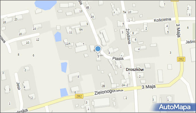 Droszków, Ptasia, 3, mapa Droszków