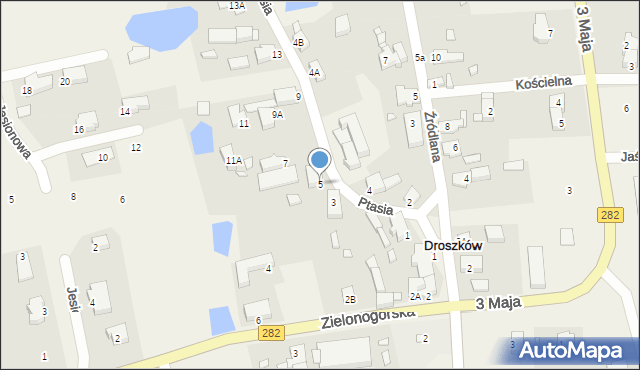 Droszków, Ptasia, 5, mapa Droszków