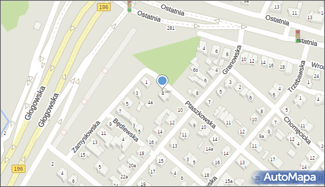 Poznań, Ptaszkowska, 4, mapa Poznania