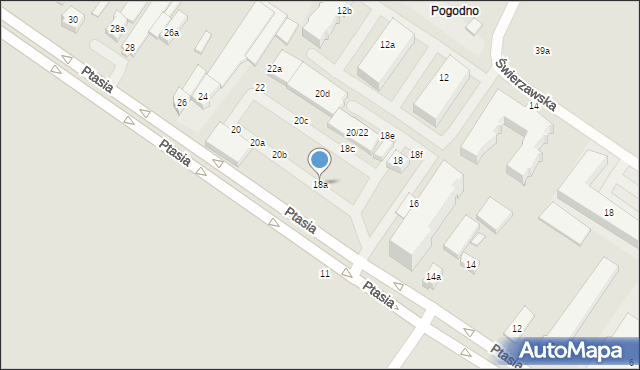 Poznań, Ptasia, 18a, mapa Poznania