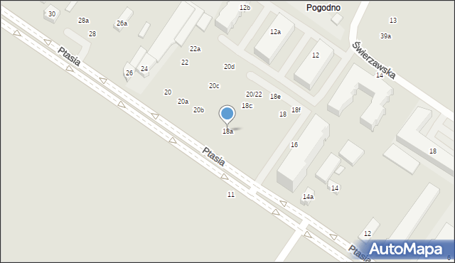 Poznań, Ptasia, 18a, mapa Poznania