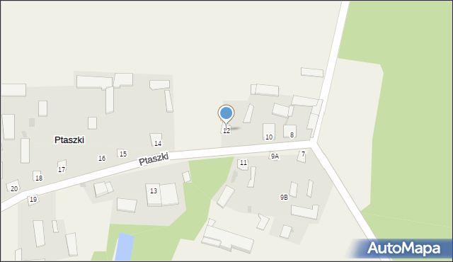 Ptaszki, Ptaszki, 12, mapa Ptaszki