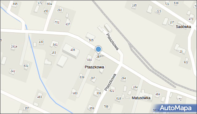 Ptaszkowa, Ptaszkowa, 287, mapa Ptaszkowa