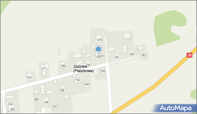 Ptaszkowa, Ptaszkowa, 323, mapa Ptaszkowa