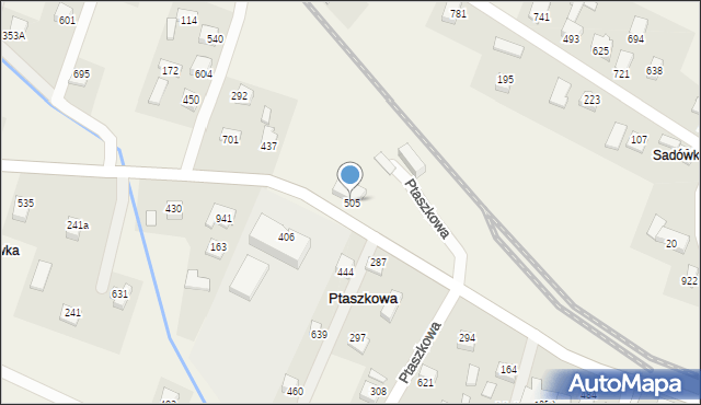 Ptaszkowa, Ptaszkowa, 505, mapa Ptaszkowa