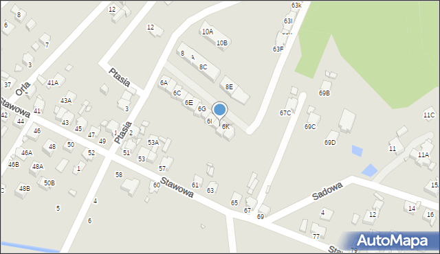 Rybnik, Ptasia, 6J, mapa Rybnika